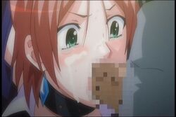 1girls animated censored choker earrings facial fellatio forced forced_oral green_eyes irrumatio jewelry open_fly oral penis rape red_hair sex short_hair tears yubisaki_annainin