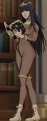 1girls 3d black_hair breasts female fire_emblem greese long_hair nintendo nipples nipples_visible_through_clothing solo tharja_(fire_emblem) translucent_clothing