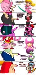 6futas birdo drinkburger futa_only futanari kalypso mario_(series) mona nintendo pauline penis_chart penis_out penis_size_difference princess_peach toadette