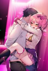 1boy 1girls against_wall ai_generated arms_around_neck arms_around_partner bikini bikini_top blush blushing_female breasts breasts_out clothed clothed_sex female grabbing grabbing_ass grabbing_thighs gyaru happy happy_female happy_sex heart heavy_breathing hug hugging_another hugging_partner idolmaster jougasaki_mika leg_lock leglock legs_apart legs_open legs_up leopard_print leopard_print_bikini lifting lifting_partner lifting_person loving_couple loving_it loving_sex male medium_breasts nipple_peek nipples sex sex_against_wall short_skirt standing standing_sex unbuttoned unbuttoned_shirt