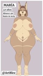 2026 4_toes 5_fingers anthro areola artist_name big_breasts black_nose bleez_art blonde_hair blue_eyes border breasts canid canine canis curvy_figure domestic_dog ear_piercing ear_ring eyebrows eyelashes feet female female_only fingers genitals hair hi_res hoop_ear_ring huge_breasts jewelry looking_at_viewer mammal maria_(bleez_art) model_sheet navel necklace nipple_dip nipples nude piercing pinscher pubes ring_piercing short_hair simple_background smile solo spanish_text standing tan_areola tan_nipples text thick_thighs toes twitter_handle voluptuous vulva white_border wide_hips