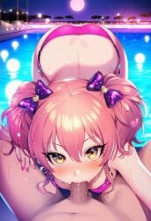 1boy 1girls ai_generated ass ass_up between_legs bikini bikini_top blush blushing_at_viewer blushing_female breast_peek breasts cleavage cute_ass cute_butt eager eager_blowjob eager_to_impress fellatio female good_girl gyaru hand_on_thigh hand_on_thighs hands_on_thighs happy happy_female happy_sex happy_sub idolmaster jougasaki_mika looking_at_viewer looking_up_at_viewer loving_gaze loving_it loving_look male medium_breasts oral oral_sex partially_submerged penis pool poolside pov pov_eye_contact reaching_out reaching_towards_viewer spread_legs stroking sucking sucking_dick sucking_penis sucking_tip top-down_bottom-up wet