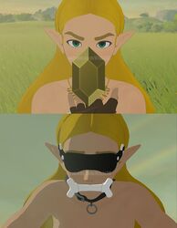 1girls 3d bondage breath_of_the_wild corruption female female_only gag gagged instant_loss_2koma kishi money princess_zelda prostitution slave solo the_legend_of_zelda xnalara xps zelda_(breath_of_the_wild)