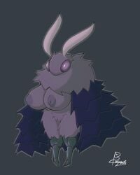 1girls 2025 anthro arthropod bayonet_(artist) big_breasts breasts bug doctor5648 female fluffy fur grey_fur hi_res hollow_knight insects lepidopteran moth moth_girl purple_eyes seer_(hollow_knight) thighs