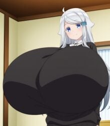 1girls absurdres ai_generate ai_generated areola ass bangs bare_shoulders belly between_toes big_ass big_breasts bimbo blue_eyes blush bottom_heavy breast_expansion breast_suppress breasts bulge collarbone covered_nipples covering_breasts cowboy_shot curvaceous curvy elmenois expansion fake_breasts female female_focus female_only full_body fully_clothed fully_clothed_female gigantic_breasts gyaru hentai hi_res high_resolution highres hips hourglass_figure huge_breasts hyper_breasts imouto_sae_ireba_ii inflation kani_nayuta large_breasts long_hair looking_at_viewer nipples no_bra open_clothes oppai progression sex silver_hair smile solo solo_female solo_focus standing standing_female thick_ass thighs toes transformation uncensored undersized_clothes undressing upper_body voluptuous voluptuous_female