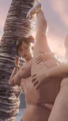 1boy 1girls 3d 9:16 animated asian asian_female beach black_hair blue_nails breasts brown_eyes capcom chun-li completely_nude double_bun earrings female flower hair_bun hair_flower hair_ornament highres jewelry large_breasts lazyprocrastinator leaning_on_object longer_than_10_seconds looping_animation male navel nipples no_sound nude pussy sandals sex shorter_than_30_seconds split standing standing_on_one_leg standing_sex standing_split straight street_fighter street_fighter_6 tagme thighs toned toned_female tree uncensored vaginal_penetration vertical_video video