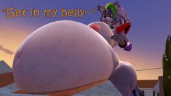 16:9 2025 3d 4k absurd_res animatronic anthro areola belly big_belly big_breasts breasts canid canine canis colored_nails coriponer digital_media_(artwork) english_text eyebrows female five_nights_at_freddy's five_nights_at_freddy's:_security_breach green_hair green_nails grey_hair hi_res huge_belly huge_breasts hyper hyper_belly implied_vore machine macro macro_anthro macro_female mammal nails nipples open_mouth pink_areola pink_nipples robot roxanne_wolf_(fnaf) scottgames shoulder_pads solo source_filmmaker_(artwork) steel_wool_studios teeth text vore widescreen wolf