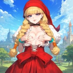 ai_generated breasts female hat medium_breasts pretty red_dress solveigai veronica_(dq11)