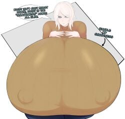 breasts faust_(limbus_company) female fruitybootydx hyper_breasts limbus_company shy_expression sweater