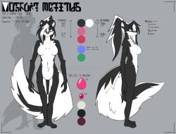 anthro black_body black_fur blue_eyes breasts digital_media_(artwork) egg featureless_breasts female fur genitals green_eyes hair hi_res jackie_clone mammal mephitid model_sheet multicolored_body multicolored_fur navel nude nude_anthro nude_female ponytail pussy simple_background skunk skunk_tail solo standing tail topazknight two_tone_body two_tone_fur vulva white_body white_fur