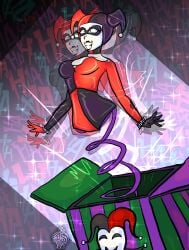 batman_(series) blackspadetfs female harley_quinn_(classic) inanimate_transformation jack_in_the_box_(toy) jester spring toy toyification transformation