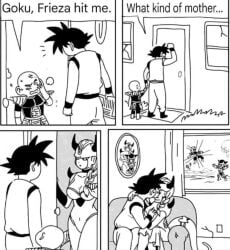 alien alien_boy alien_girl bald big_breasts black_hair braided_ponytail breasts cheating cheating_girlfriend chocker clevage comic curvy_female dragon_ball dragon_ball_z exposed_legs family_photo female freeza freeza's_mom frieza frieza's_mom frost_demon funny holding_hands horns humor kissing krillin kuririn meme no_color saiyan shitpost sitting son_goku spiky_hair tail text text_box thick_thighs