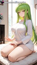 1girls 2025 ai_assisted ai_generated anime artist_name bangs bare_legs bed bed_sheet bedroom big_breasts big_breasts big_breasts big_chest blush breast breasts breasts breasts bust busty c.c. chest code_geass curtains explicit eyebrows_visible_through_hair female flower_pot green_hair hi_res high_quality high_resolution highres indoors lap_pillow_invitation large_breasts long_hair looking_at_viewer naked_shirt on_bed palms patreon patreon_username pillow plant potted_plant see-through seiza shirt sitting sitting_on_bed skypassion smile solo stable_diffusion thighs vase watermark white_shirt window yellow_eyes