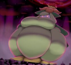 2024 belly big_belly big_breasts breasts dynamax female generation_5_pokemon green_body hi_res humanoid lilligant macro morbidly_obese nintendo outside overweight pokemon pokemon_(species) pokemon_only shweetmagnet solo