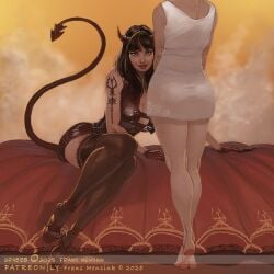 2girls big_ass big_breasts big_thighs breasts bust busty curvaceous curvy curvy_figure demon demon_girl demoness digital_media_(artwork) female frans_mensink hips huge_ass huge_breasts large_ass large_breasts light-skinned_female light_skin mature mature_female monster monster_girl slim_waist thick thick_hips thick_legs thick_thighs thighs voluptuous waist wide_hips