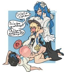 1dickgirl 2girls ahe_gao big_breasts big_penis blush bridget couple cum cum_in_pussy cum_inside dizzy_(guilty_gear) excessive_cum femboy gcfmug grabbing_from_behind grabbing_thighs guilty_gear guilty_gear_strive hand_on_face impregnation mother_and_daughter small_breasts stomach_bulge text text_bubble thick_thighs trap unika_(guilty_gear) vaginal_penetration vaginal_sex watching