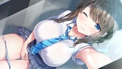 ama_mane censored game_cg masturbation masuishi_kinoto pantsu panty_pull prekano pussy seifuku skirt_lift suzumori_satsuki