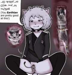 accessory alien animated antennae_(anatomy) anthro belt belt_pouch black_clothing black_hair black_legwear black_thigh_highs blep blue_body blue_skin blush bodily_fluids cervix clitoris clothing directional_arrow duo eyeshadow female fur furgonomics genital_fluids genitals grey_body grey_fur hair internal internal_vaginal jewelry legwear macro makeup male mammal micro mouse murid murine nipples pocket_jabari pussy ring rodent tail tail_accessory tail_jewelry tail_ring teruni-inamor teruni-nemira-inamor text thigh_highs tongue tongue_out unbirthing vaginal_fluids vaginal_penetration virelli vore vulva white_hair