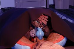 abs animal_genitalia animal_penis anthro balls bed bed_sheet bedding blue_body blue_eyes blue_fur blue_penis brown_body brown_fur brown_sheath canine_genitalia canine_penis domestic_cat duo erection felid feline felis fur furniture genitals hair hi_res isaacjexo jex licking lying lying_on_bed male male/male male_penetrated male_penetrating male_penetrating_male mammal morning_wood multicolored_body multicolored_fur multicolored_hair muscular muscular_male on_back on_bed oral penetration penile penis penis_lick red_body red_fur rexouium sex sheath tongue worship xenethek xenethek_(character)