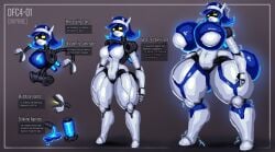 blue_breasts blue_fluid blue_goo blue_hair blue_liquid breast_expansion breasts butt_expansion dfc4-01 diagram electricity featureless_breasts female glowing glowing_fluids glowing_liquid jelletop909 nanites no_nipples nodegama robot robot_girl robotic_arm robotic_legs screen_face tagme thigh_expansion tubes white_body white_breasts yellow yellow_eyes