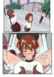 1boy 1futa 1girls 2022 2koma all_fours alternate_version_available ass_in_dress big_breasts big_penis blowjob_face bottomless breasts brown_hair brown_hair cheating clothed clothing comic cucked_by_futa cuckold cum cum_in_mouth cum_on_face cum_on_hair dialogue duo_focus erection faceless faceless_character faceless_futa facial fellatio female female_focus fully_clothed futa_on_female futa_pov futanari high-angle_view human instant_loss instant_loss_2koma intersex izuku_midoriya light-skinned_female light-skinned_futa light_skin male my_hero_academia netorare ntr ochako_uraraka oral partially_clothed penis pov pov_eye_contact prostitution pubic_hair sex sitting stray_pubic_hair textless textless_version ukaya_masaru_mx uncensored yuri