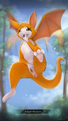 2026 4_fingers 4k 9:16 absurd_res anthro anus bat butt clitoris countershading day dialogue dialogue_box dust:_an_elysian_tail english_text feet female female_anthro female_only fidget_(elysian_tail) fingers flying foot_focus fur genitals green_eyes hi_res kaiberu mammal nimbat one_eye_closed orange_body orange_fur outside paws plant solo spread_legs spread_vulva spreading teasing teasing_with_hand text tongue tongue_out tree urethra vulva white_body white_countershading white_fur wings wink