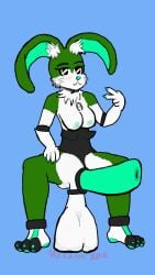 anthro balls ballsack brat bratty bunny_ears bunny_girl bunnysuit cartoony cock cock_ring female furry futa_only futanari hyper_balls hyper_penis intersex maddambone_artist penis posing rabbit rabbit_girl simple_background simple_coloring simple_shading solo
