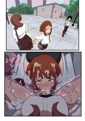 1boy 1futa 1girls 2022 2koma all_fours alternate_version_available ass_awe ass_in_dress big_breasts big_penis blowjob_face bottomless breasts brown_hair censored cheating clothed clothing comic cucked_by_futa cuckold cum cum_in_mouth cum_on_face cum_on_hair dialogue duo_focus erection faceless faceless_character faceless_futa facial fellatio female female_focus fully_clothed futa_on_female futa_pov futanari high-angle_view human instant_loss instant_loss_2koma intersex izuku_midoriya light-skinned_female light-skinned_futa light_skin male my_hero_academia netorare ntr ochako_uraraka oral partially_clothed penis pov pov_eye_contact prostitution pubic_hair sex sitting stray_pubic_hair text textless textless_version ukaya_masaru_mx yuri