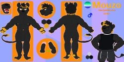 absurd_res anthro black_body black_fur black_hair felid feline fur genitals hair hi_res humanoid lgbt_pride lion male mammal model_sheet muscular muscular_anthro muscular_male nicoysita pantherine penis pride_colors slightly_chubby solo vein veiny_penis vincian_pride_colors yellow_eyes