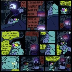2boys boner cliveisawesome223 cock comic deltarune deltarune_chapter_2 deltarune_chapter_3 dialogue dialogue_bubble dick digital_art digital_drawing_(artwork) digital_media digital_media_(artwork) english english_dialogue english_text erect_penis erection gay male omorashi peeing penis pissing_on_floor robot self_upload spamton_g_spamton speech_bubble tenna_(deltarune) tentacle tentacle_penis text text_bubble tickle_torture tickling tickling_sides urine watersports