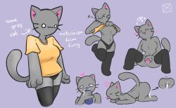 :3c animal_humanoid anthro blush bodily_fluids breasts clothing cum cum_in_ass cum_in_mouth cum_in_vagina cum_inside disembodied_penis e-rar403 felid felid_humanoid feline feline_humanoid female flashing flashing_breasts fluffy fluffy_breasts fur genital_fluids genitals grey_body grey_fur heart_symbol humanoid legwear male mammal mammal_humanoid owo panties penis pussy requesting sex_request shaded shirt simple_shading solo some_gray_cat spread_vulva spreading tail text thigh_highs topwear underwear vulva whiskers yellow_clothing yellow_shirt yellow_topwear