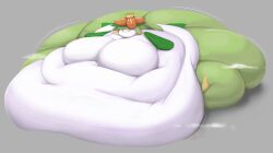 2024 absurd_res anthro ass belly big_belly big_breasts big_butt breasts female generation_5_pokemon hi_res huge_belly huge_butt hyper hyper_belly hyper_butt immobile lilligant morbidly_obese nintendo obese overweight pokemon pokemon_(species) shweetmagnet sitting solo thick_thighs white_body