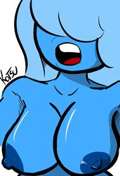 big_breasts blue_hair blue_skin breasts cartoon_network gem_(species) kotsu nipples open_mouth sapphire_(steven_universe) steven_universe