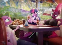 3d_(artwork) absurd_res anthro blender_(artwork) cloth digital_media_(artwork) dragon equid equine fast_food feet female food foot_fetish foot_play footjob friendship_is_magic group hasbro hi_res hooves-art horn horse male mammal my_little_pony my_little_pony:_the_movie_(2017) mythological_creature mythological_equine mythological_scalie mythology pony scalie sex spike_(mlp) tempest_shadow_(mlp) trio twilight_sparkle_(mlp) unicorn