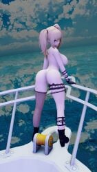 ani_(twitter) ani_grok ass bare_back bare_breasts big_breasts big_butt_(female) blonde_female blonde_hair boat boots breasts cloud clouds coiling contrapposto dark_sky female fishnet_legwear fishnets garter_belt garter_straps gloves hair_ties im_whoop lace_garter_belt lace_legwear large_breasts leaning_forward leg_straps legs looking_at_viewer looking_back looking_back_at_viewer mikumikudance naked_female nipples ocean ocean_background outdoor_nudity outdoors panties perky_breasts plump_ass posing_for_picture posing_for_the_viewer posing_nude railing reflection reflective_water sexy_legs tbomb100 tits_out twin_braids twintails twitter water white_panties yacht