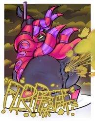 1boy 2d 2d_artwork anus ass background backsack balls ballsack bedroom_eyes bending_over big_ass big_balls big_butt bug fart fart_cloud fart_fetish farting fat_ass fat_butt furry furry_only horns iamapoliceman insects looking_at_viewer looking_back looking_over_shoulder male male_fart nintendo no_sex nonhuman onomatopoeia pokemon pokemon_(species) pokemon_black_&_white scolipede solo solo_male standing stinky stripper_pole tail yellow_fart yellow_fart_cloud