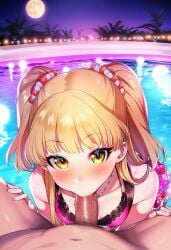 1boy 1girls ai_generated between_legs bikini bikini_top blush blushing_at_viewer blushing_female breasts eager eager_blowjob eager_to_impress fellatio female good_girl gyaru hand_on_thigh hand_on_thighs hands_on_thighs happy happy_female happy_sex happy_sub idolmaster jougasaki_rika looking_at_viewer looking_up_at_viewer loving_gaze loving_it loving_look male oral oral_sex partially_submerged penis pool poolside pov pov_eye_contact small_breasts spread_legs sucking sucking_dick sucking_penis sucking_tip