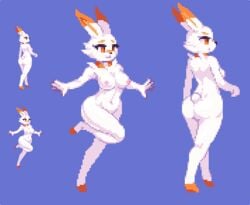 1girls anthro anthrofied furry nintendo noscium pixel_art pokemon pokemon_ss scorbunny thick_thighs wide_hips