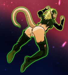 1girls alien alien_girl ardakian_trawl ass bodysuit bottomless breasts clothing_damage curvy dat_ass dc dc_comics dcamu exposed exposed_anus exposed_ass exposed_pussy female female_only flying glowing green_lantern green_lantern:_emerald_knights green_lantern_corps large_ass large_breasts looking_back lost_clothes pussy ripped_clothing slaveryart solo space tanline tanlines torn_clothes torn_clothing