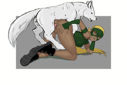 alpha_male anal artemis_(dc) artemis_crock artist_request canine dc dc_comics dog doggy_style feral from_behind human interspecies young_justice zoophilia