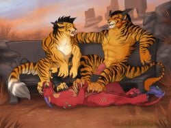 4:3 4_toes 5_fingers abs anthro anthro_on_anthro balls bench black_body black_claws black_fur black_hair black_horn black_stripes blue_eyes blue_horn brown_body brown_claws charr cirez claws digitigrade dominant dominant_male dragon fangs feet felid fingers flaccid foot_fetish foot_lick foot_on_face foot_play fur furniture genitals glans grass green_eyes group group_sex guild_wars hair horn humanoid_genitalia humanoid_penis licking licking_lips lips lying male male/male male_anthro mammal markings multicolored_body multicolored_fur muscular muscular_anthro muscular_male mythological_creature mythological_scalie mythology nude on_back open_mouth orange_body orange_eyes orange_fur outside pantherine pawpads paws pecs penis pink_genitals pink_pawpads pink_penis pink_tongue plant purple_claws purple_horn red_body red_eyes red_fur red_genitals red_scales rock scales scalie sex sitting sky smile sofa striped_body striped_fur stripes tail tail_markings tail_tuft tan_body teeth thalbachin threesome tiger toe_claws toes tongue tongue_out trio tuft white_body white_fur wingless_dragon yellow_body yellow_fur