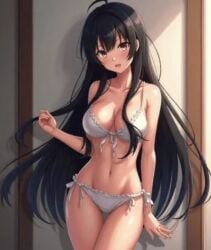 anime_style black_hair female female_only long_hair looking_at_viewer underwear