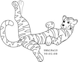 1990 5:4 animal_genitalia anus balls black_and_white dated felid feral fur genitals happy long_tail low_res lying male mammal monochrome on_back pantherine sheath simple_background smile solo spread_legs spreading striped_body stripes tail tiger urbanhermit white_background