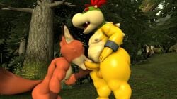 3d 3d_(artwork) bara blowjob bowser_jr. chubby cub disney gay homieyoshi male male/male mario_(series) mario_bros nick_wilde nintendo oral super_mario_bros. zootopia