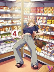 1girls 2025 ai_assisted ai_colored bag bent_back blush breasts collarbone commentary commentary_request crop_top crying dropped_object female female_orgasm full_body greyscale groceries grocery_store hat highres holding implied_vibrator indoors jewelry kakuremino7928 large_breasts long_hair navel necklace open_toe_shoes orgasm original pants platform_footwear platform_heels public public_humiliation public_indecency pussy_juice_stain remote_control_vibrator sandals sex_toy shirt shopping shopping_basket short_sleeves shoulder_bag solo spoken_blush spoken_squiggle spread_legs squiggle standing supermarket sweatpants toes trembling variant_set vibrator
