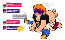 anonymous_character blushing body_hair brawl_stars buster_(brawl_stars) chest_hair chubby_male coffeecuntz english_dialogue english_text fang_(brawl_stars) gay_sex gloves male_only on_floor on_top_of_another oral_sex pants_down steamy sunglasses sweating swinging_balls tagme underwear_down white_background