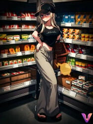 1girls 2025 ai_assisted ai_colored bag bent_back blush breasts collarbone commentary commentary_request crop_top crying dropped_object female female_orgasm full_body greyscale groceries grocery_store hat highres holding implied_vibrator indoors jewelry kakuremino7928 large_breasts long_hair navel necklace open_toe_shoes orgasm original pants platform_footwear platform_heels public public_humiliation public_indecency pussy_juice_stain remote_control_vibrator sandals sex_toy shirt shopping shopping_basket short_sleeves shoulder_bag solo spoken_blush spoken_squiggle spread_legs squiggle standing supermarket sweatpants toes trembling variant_set vibrator