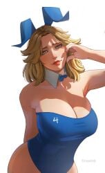 1girls 1milf 2d 2d_(artwork) 2d_artwork alternate_hairstyle animal_ears arms_behind_back artist_name big_breasts blonde_female blonde_hair blue_eyes blue_leotard blush breasts breasts_bigger_than_head bunny_girl cleavage clothes_writing detached_collar drawink fake_animal_ears fantastic_four hand_on_head happy hips invisible_woman invisible_woman_(marvel_rivals) leotard light-skinned_female light_skin lips lipstick marvel marvel_comics marvel_rivals mature_female mature_woman milf playboy_bunny rabbit_ears red_lipstick short_hair solo strapless strapless_leotard sue_richards sue_storm superheroine susan_storm taut_clothes taut_leotard thick_hips thick_lips thick_thighs tight_clothing video_games white_background wide_hips