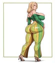 1girl ai_generated ass big_ass big_breasts boobs clothed curvaceous curvy curvy_female curvy_figure eltibre878 flare_pants high_heels hourglass_figure large_ass large_breasts naruto naruto_(series) plump_ass showing_ass showing_off slutty_female small_waist thick_thighs tsunade white_body wide_hips wide_thighs