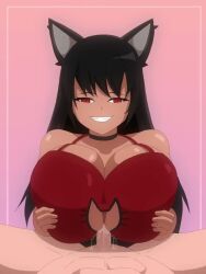 animated huge_breasts paizuri paizuri_under_clothes precum tagme video whitegoldnot wolf_girl